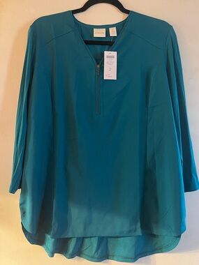 Chico's Teal Half-Zip Tunic Top